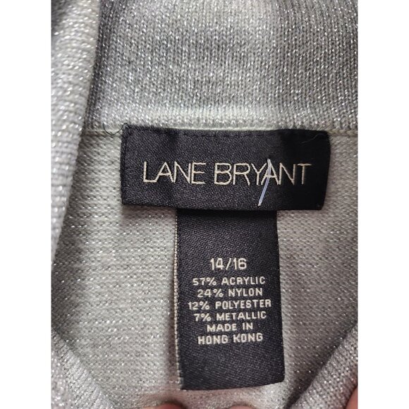 Lane Bryant Sweater Womens 14/16 Silver Metallic Turtleneck Pullover Holiday - Picture 5 of 9